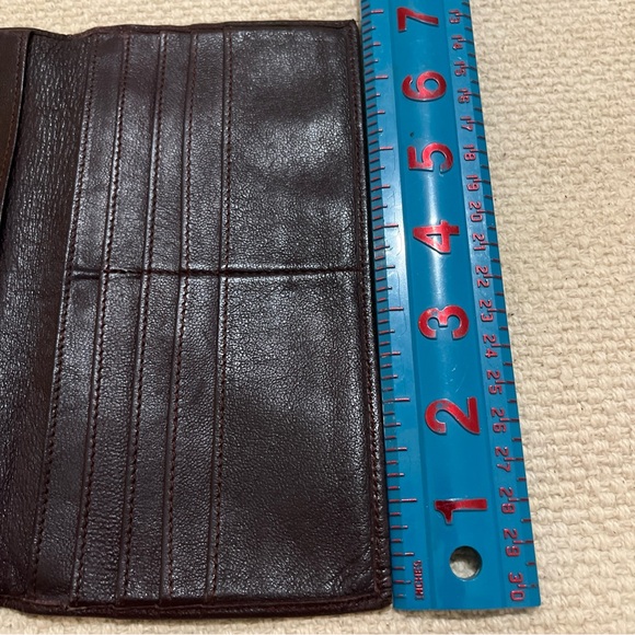 VINTAGE BOND STREET ITALY BROWN SLIM CHECKBOOK WALLET - Picture 5 of 6